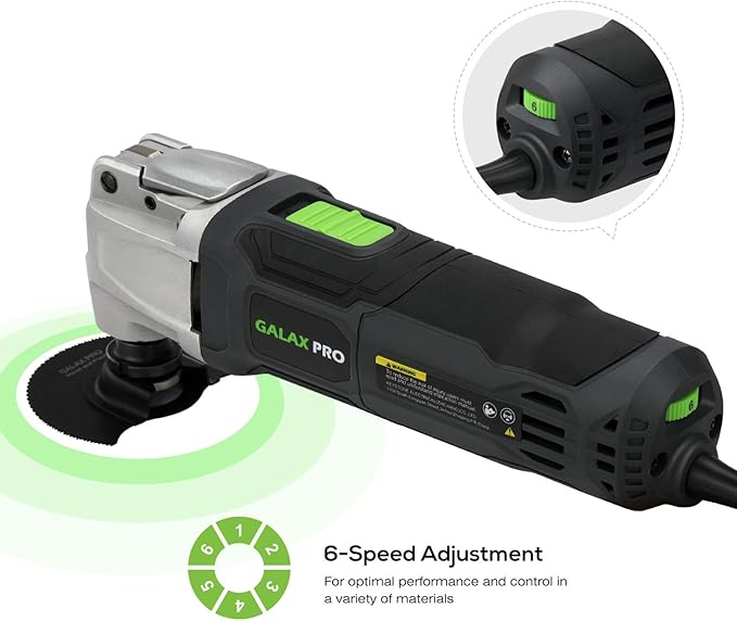 GALAX PRO 2.4Amp 6 Variable Speed Oscillating Multi-Tool Kit with Quick-Lock accessory change, Oscillating Angle:3°, 28pcs Accessories and Carry Bag