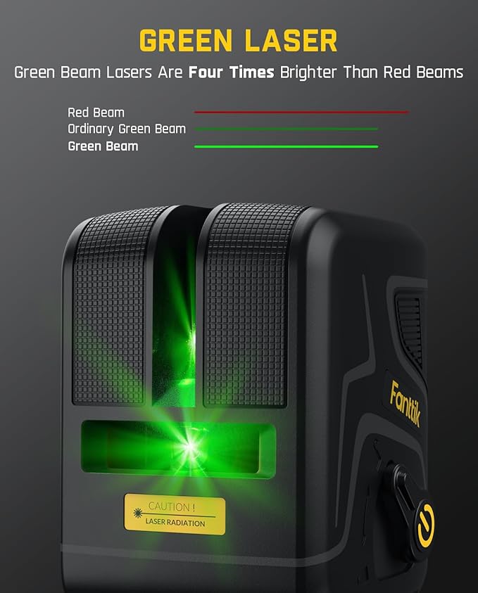 Fanttik D2 PLUS Laser Level, 100 ft Green Cross Line, Vertical Beam Spread Covers of 130°, Self Leveling Mode, 2600 mAh Built-in Rechargeable Battery, USB-C, Pulse Mode, 360° Magnetic Base