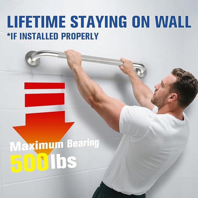 Grab Bars for Bathtubs and Showers 2 Pack 20'' Safety Grab Bar, Heavy Duty Shower Handle Bath Handrails for Seniors and Elderly, Bathroom Safety Grip