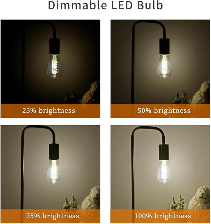 16 PCS Dimmable Vintage LED Edison Bulbs, 6W Equivalent 60 Watt, Natural White 4000K, Antique Flexible Spiral LED Filament Light Bulb, ST58 (ST19), 600 Lumens, E26 Base, Clear Plastic