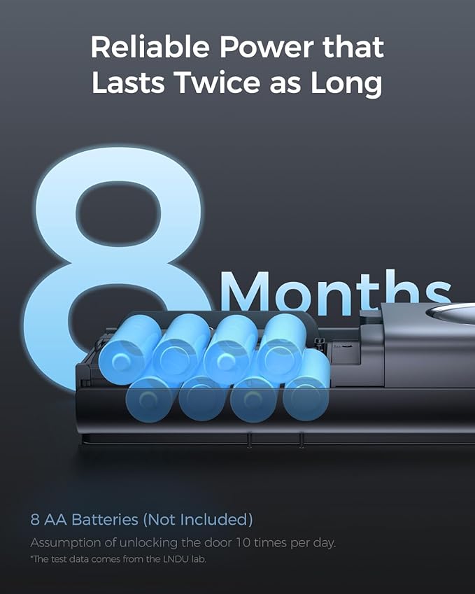 Smart Lock, LNDU Wi-Fi Keyless Entry Door Deadbolt Lock with HandleSet, Supports Fingerprint, Amazon Alexa, Google Assistant, App Control, Auto-Lock, One-Time Code, Anti-Peeking Password