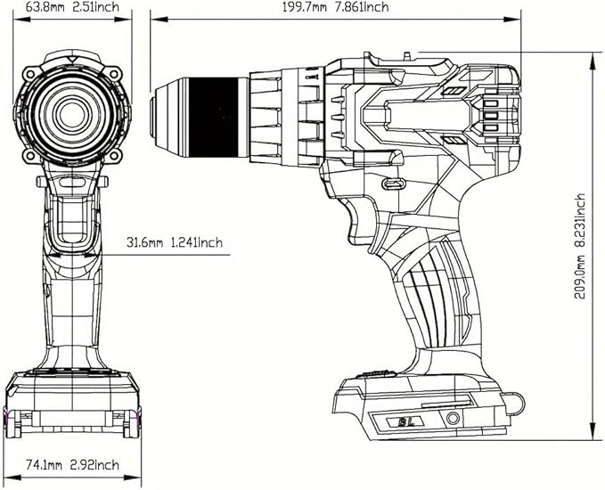 1300 In-lb(150N.m) Brushless Cordless Impact Drill for Makita 18V Battery, 1/2'' Hammer Drill,2 Speed Electric Impact Driver with 21-Torque Setting
