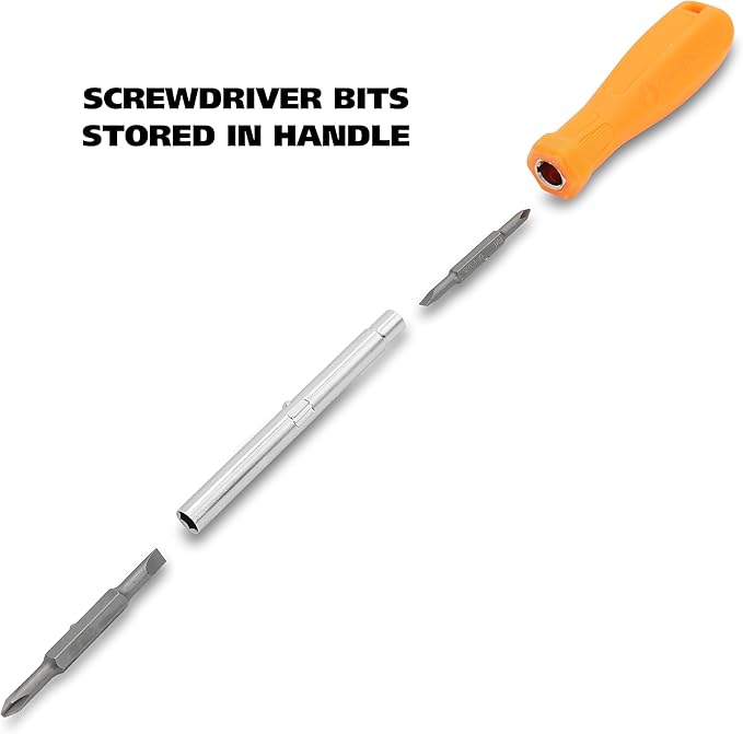 GreatNeck 11-in-1 Multi-Bit Screwdriver and Nut Driver (6-in1 Round Handle)