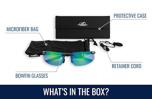 Bullhead Safety Bowfin Polarized Safety Glasses with Performance Fog Technology, Blue Light Glasses with UV Light Protection and Anti-Scratch Coating, Green Mirror Lenses, Shiny Black Frame