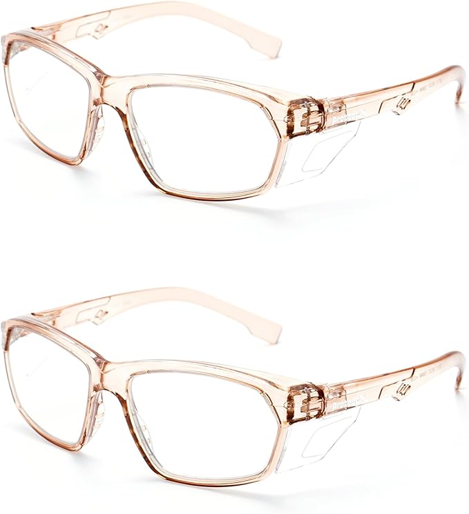 ProtectX Stylish Anti-Fog & Scratch-Resistant Safety Glasses, UV Protection Goggles, Anti-Impact Lightweight Glasses for Men＆Women Cold Brew Clear - 2 Pack