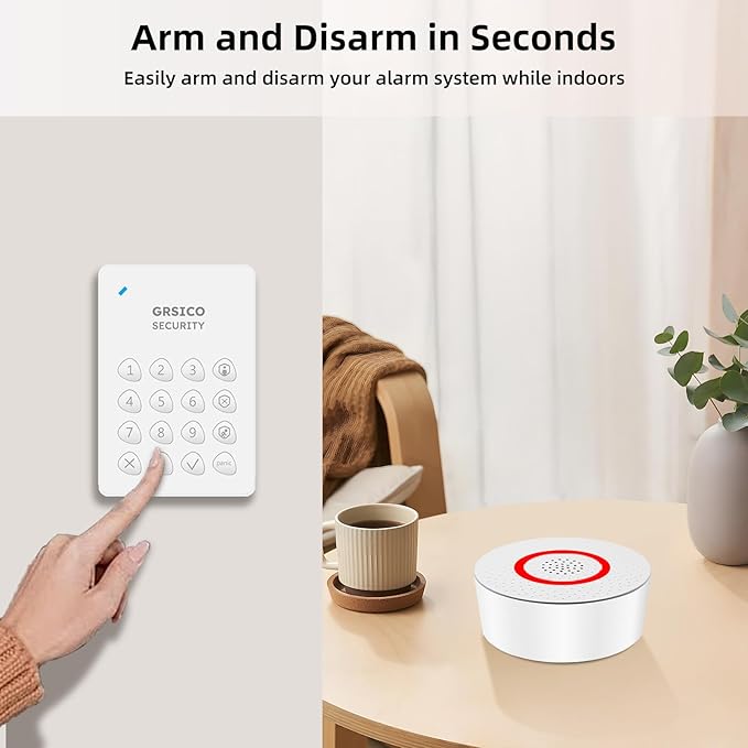 Wireless Alarm System 9 Piece Kit, WiFi Alarm System for Home Security with Phone APP Alert (Alarm Siren, Keypad, Remote, Motion, and Door Sensors) for Home, Apartment, Compatible with Alexa
