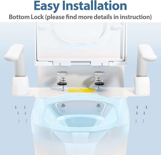 DAILYLIFE Toilet Safety Rails - Heavy Duty Aluminum Armrest Hand Rail for Elderly, Seniors, Handicap, Pregnant - Folding, Compact Design Supports up to 480 lbs