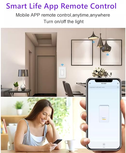 Nexete 3 Way Smart Wi-Fi Light Switch, Individual 3 Way Switch(only one Needed),Compatible with Alexa Google Assistant & IFTTT,Remote Control, Timing Function No Hub Required,ETL Certified 2-Pack