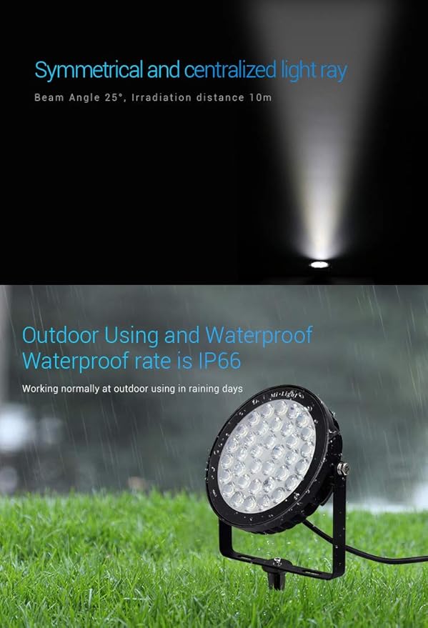 LGIDTECH FUTC05 25W RGB+CCT Outdoor LED Landscape Garden Spotlight AC100-240V Million Colors Changing,Color Temperature Adjustable,Memory Function.Remote,Wall Panel,Hub is Sold Separately