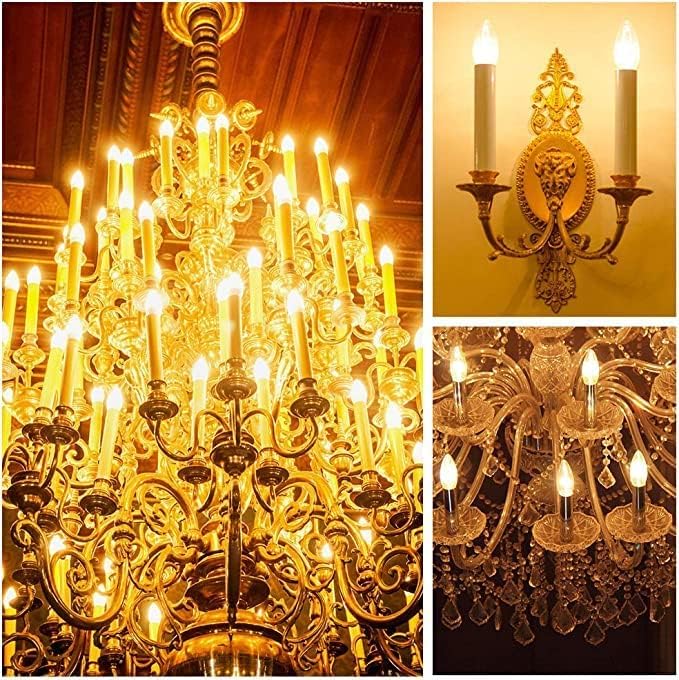 Energetic LED Candelabra Light Bulbs B10, Soft White 2700K, E12 Base, 60 Watt Equivalent Chandelier LED Edison Bulbs, Dimmable, 24 Pack