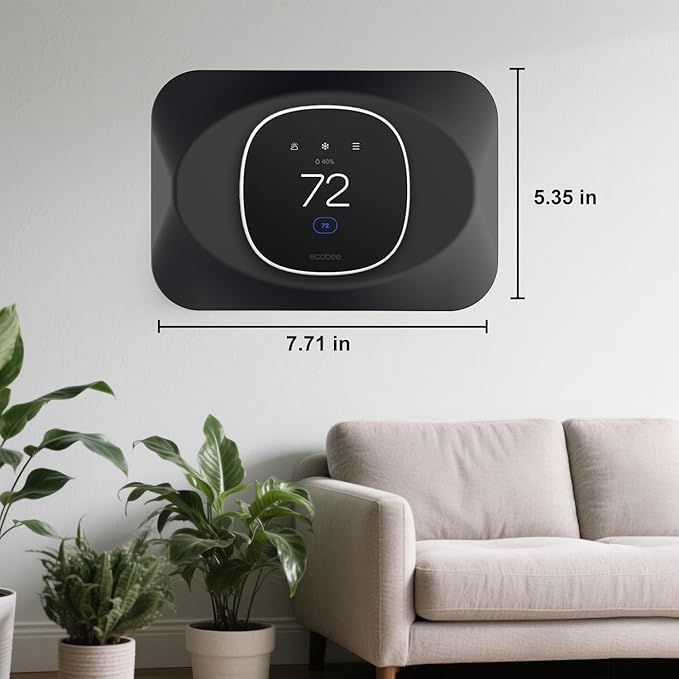 Wall Plate Cover Compatible with New 2025 Ecobee Smart Thermostat Essential, Practical Ecobee Thermostat Trim Kit, Programmable WiFi Thermostat Accessory (1, Tricorn Black)
