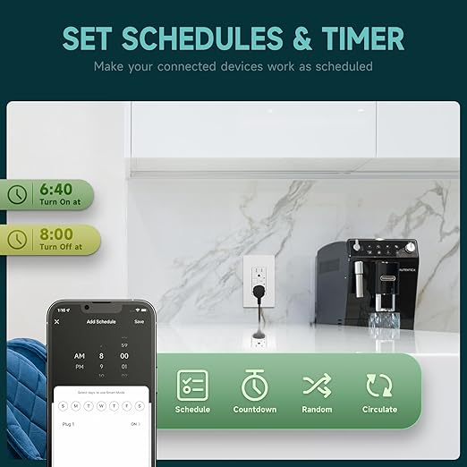 Smart Wall Outlet with 2 Individually Controlled Ports, 15Amp TR Receptacle Control Appliances from Anywhere, 2.4 GHz WiFi Outlet Work with Alexa & Google Home, White, ETL & FCC Approval