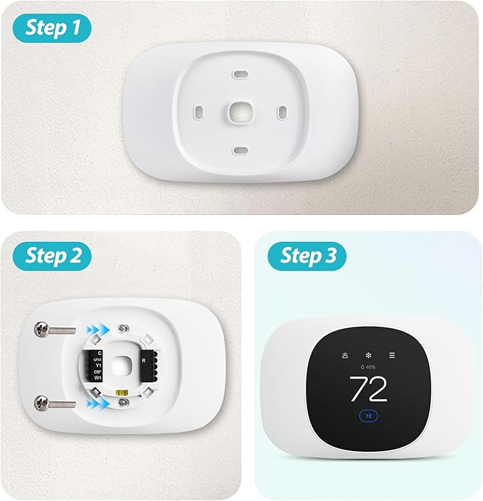 Trim Plate Compatible with ecobee Smart Thermostat Essential, Wall Plate Bracket Cover, Programmable Thermostat Accessory, Practical Kit, Bracket Mount Cover, Stylish Design