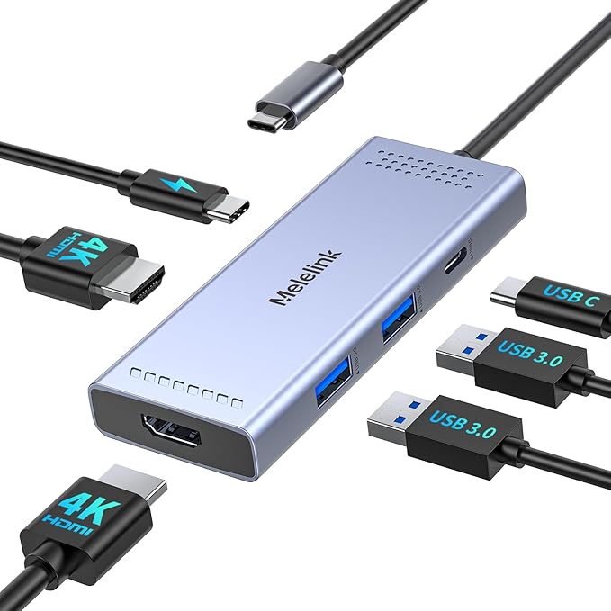 Docking Station to Dual HDMI Monitor, USB C to Dual HDMI Adapter, USB-C HUB with 2xHDMI Ports 4K 60Hz, 100W PD Charging, USB-A&C 3.0, Laptop Docking Station Compatible with Dell, HP, Lenovo, and More