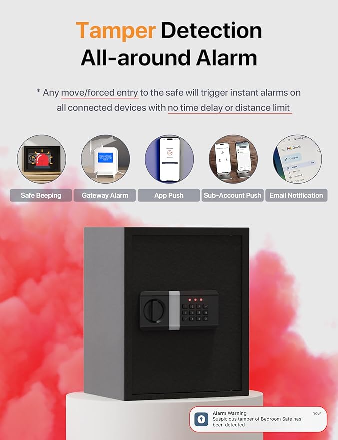 FORFEND Smart Home Safe | WiFi Safebox App Lock/Alarm | Voice Command, Kidnap Alarm, Tamper Detect, Frozen Mode, Sub Account| Digital Safes Anti Theft
