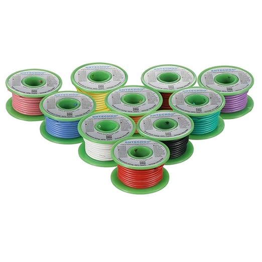 BNTECHGO 18 Gauge Silicone Wire Kit 10 Color Each 50 ft Flexible 18 AWG Stranded Tinned Copper Wire