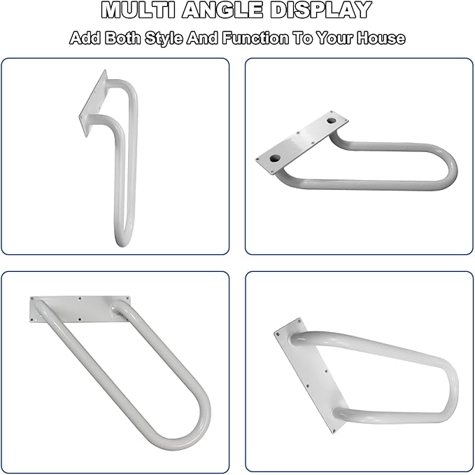 Jamb Mount Handrails for Outdoor Steps-1-2 Step Waterproof Stairs Railing-Powder Coated Side Mount Hand Rails for Indoor Stairs-Non-Slip Staircase Grab Rail for Deck/Porch/Mobile Home/Short Stairway