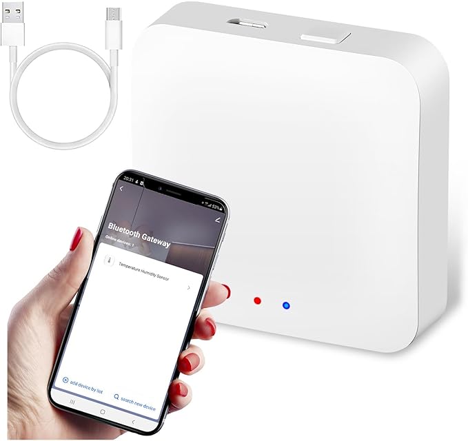 Smart Gateway, Tuya App Remote Control, Smart Home Bridge Hub, Support Smart Key Box and Door Lock for Remote Unlocking (White)