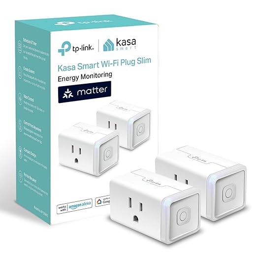 Kasa Smart Plug, Matter Compatible, Energy Monitoring, Compact Design, 15A/1800W Max, Super Easy Setup, Works with Apple Home, Alexa & Google Home, UL Certified, 2.4G Wi-Fi Only, White, KP125M(2-Pack)