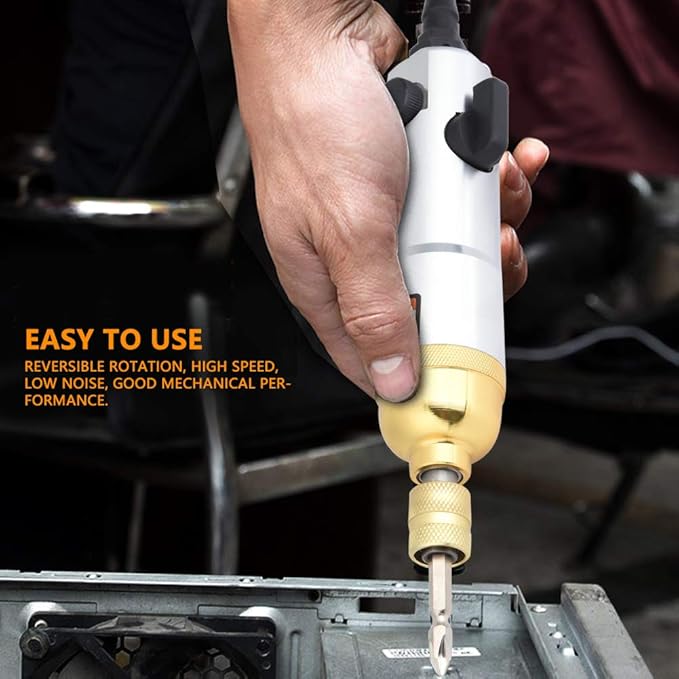 Akozon 1/4" Pneumatic Screwdriver, 8000-10500rpm Reversible Straight Hand Screw Driver for Industry Machine