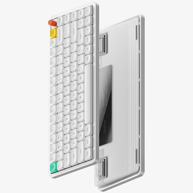 nuphy Air75 V3 Hot Swappable Wireless Mechanical Keyboard, 84 Keys 75% Custom Low Profile Keyboard with Knob, RGB Backlit, Gasket Mounted, Support Bluetooth/2.4GHz/USB-C,White-Brown Nano