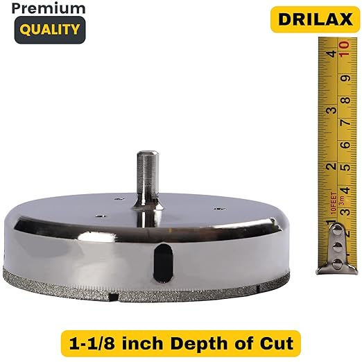 Drilax 5 Inch Diamond Hole Saw Drill Bit for Porcelain Tile, Granite, Glass & Ceramic - Heavy Duty Steel Core Cutter for Recessed Lighting, Shower Valves, and Toilet Flanges