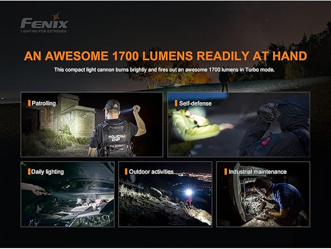 Fenix PD35 v3.0 Rechargeable Tactical Flashlight, 1700 Lumens EDC with Battery and Organizer (Green)