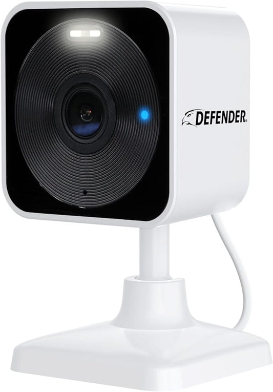 Defender GO 2K AI Powered Plug-in Indoor/Outdoor Home, Business, Pet, Baby Camera, AI Detection, Gigaxtreme Next-Gen Dual Band Connection, Spotlight/Siren, Color Night Vision, 2-Way Talk, ClearVu App