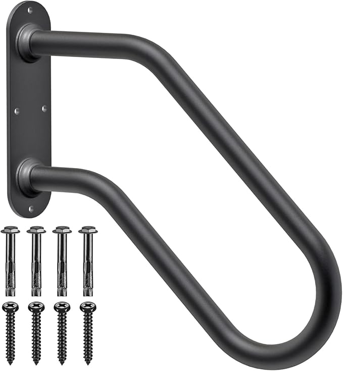 SELEWARE Heavy Duty Wall Mount Handrails for Outdoor Steps, Non-Slip Stair Grab Bars, U-Shaped Safety Railings for Porch, Garage, Garden, Indoor/Outdoor Use