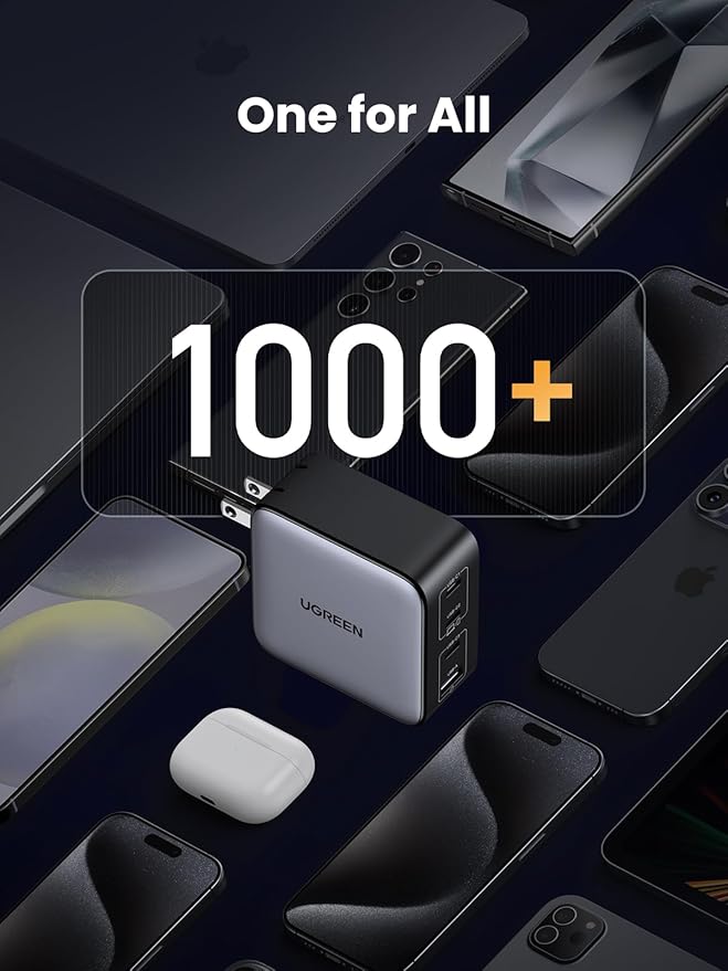 UGREEN 100W USB C Charger, Nexode 4-Port GaN Foldable Compact Fast Laptop Charger Power Adapter for MacBook Pro/Air, iPad Pro, iPhone 16 Pro, Galaxy S25/S24, Steam Deck, Google Pixelbook, and More