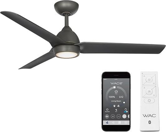 WAC Smart Fans Mocha Indoor and Outdoor 3-Blade Smart Home Ceiling Fan 54in Oil Rubbed Bronze with 3000K LED Light Kit and Remote Control works with Alexa and iOS or Android App