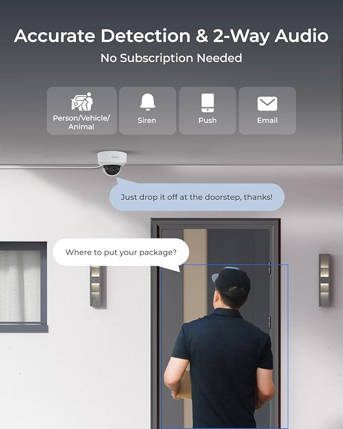 Reolink 12MP 8CH PoE Security Camera System with IK10 Vandalproof, 4pcs Dome PoE Cams Outdoor, Spotlights Color Night Vision, Built-in 2TB HDD, Smart AI Detection, Two-Way Talk, RLK8-1200V4