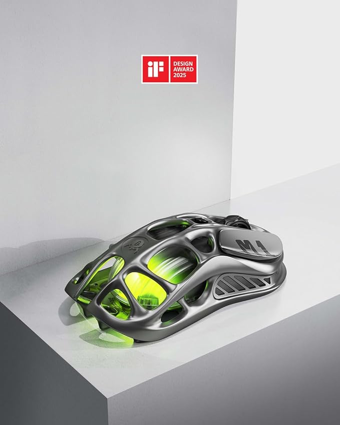 GravaStar Wireless Gaming Mice Mercury M1 Pro, Lightweight Magnesium Alloy Gaming Mouse, 26,000 DPI, PAW3395DM Sensor, Tri Mode Connection, Support 4K, Up to 200 Hours Battery Life