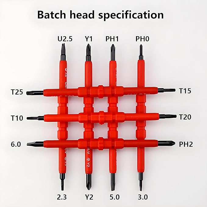 Insulated Screwdriver Set for Electricians – Ergonomic Handle, Magnetized Tips, Durable for Electrical Work, Receptacle & Outlet Screwdriver, Multi-Tool (8 in1)