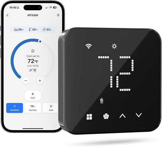 meross Smart Thermostat for Home, WiFi Thermostat Works with Matter, Alexa, Apple Home, Google Assistant, App & Voice Control, 7x24h Scheduling, Energy Saving, C-Wire Required