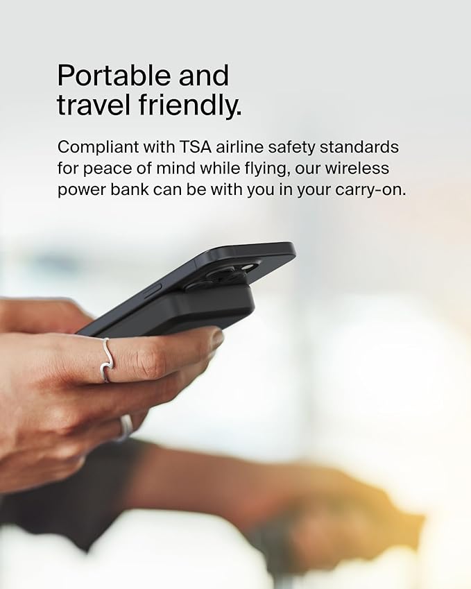 Belkin Portable Charger, Wireless Power Bank 15W 8000 mAh w/ Qi2 - MagSafe Charger w/Built-in Pop-up Kickstand - Compatible w/iPhone 16, 15, 14, 13, Plus, Pro, Max, Google Pixel 10, etc. - Black