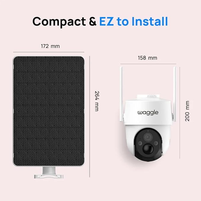 Waggle 4G LTE Security Outdoor Camera – No Wi-Fi Needed, Solar Powered, 355° Pan & 100° Tilt, Color Night Vision, Built-in SIM, Works with Multiple Carriers - Subscription Required