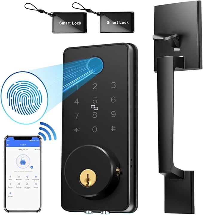 BlackSmith WiFi Smart Door Locks for Front Door Set 0.1s Unlock Keyless Entry Door Lock with Front Door Handle, APP Remote Control, Easy Installation for Hotels, Vacation Rental Homes, Property