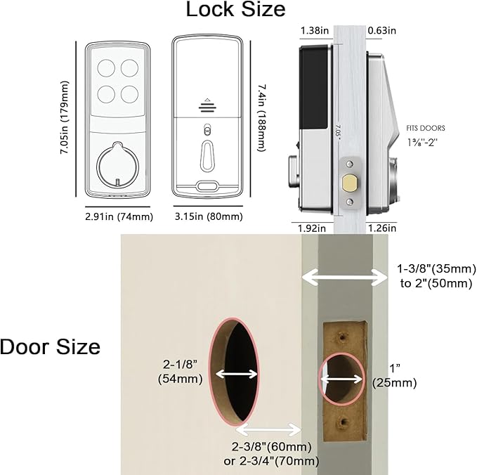 Lockly Secure Plus, RFID Card Smart Lock, Keyless Entry Door Lock, Smart Locks for Front Door, PIN Genie® Keypad, 3D Biometric Fingerprint Sensor, Auto Lock Smart Door Lock