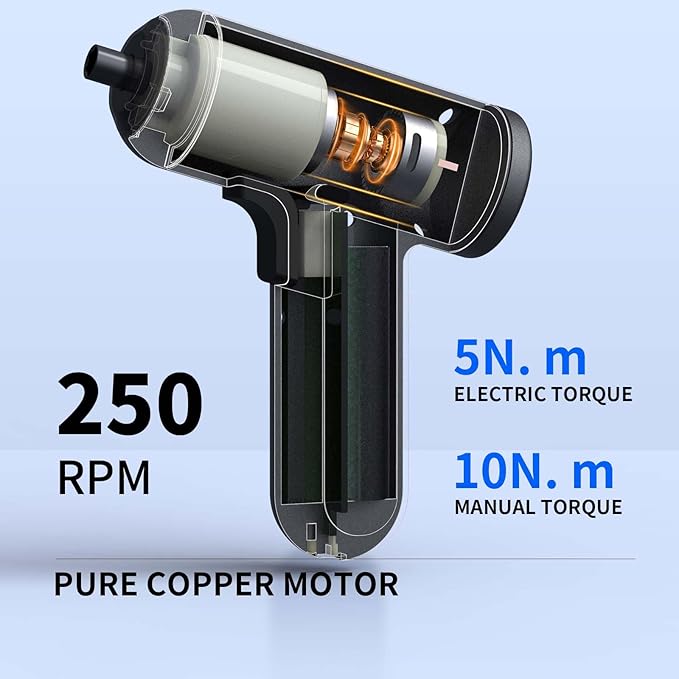 Cordless Electric Screwdriver 4V Mini Cordless Drill Set with 1500mAh Battery, 5N.m Electric Torque, Rechargeable Electric Screwdriver with 10 Bits & 2.36" Extension Bar