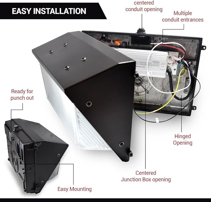 RuggedGrade - Durado Series - Semi Cut-Off - Outdoor LED Wall Light - DLC 5.1 Premium (Color Selectable - 3000K/4000K/5000K, 100W-LED with Photocell+Motion Sensor - Durado IV)