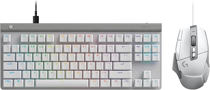 Logitech G502 X Wired Gaming Mouse & G515 TKL Wired Gaming Keyboard, Fully Programmable RGB Low-Profile Gaming Keyboard & Mouse Combo, Sleek, PC/Mac - White