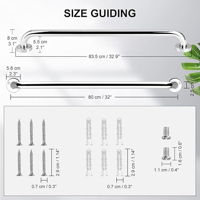 supregear Grab Bars for Shower, 32-Inch Bathroom Safety Handles for Elderly, Stainless Steel Handicap Grab Rail for Kitchen Bedroom Bathtub and Steps