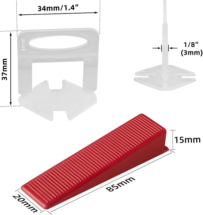 Tile Leveling System with Tile Plier, 1000-Piece Tile Spacers Clips and 200-Piece Reusable Wedges, Tile Leveler Tool Set for Ceramic Tile and Stone Installation (1/8 Inch Tile Spacers)
