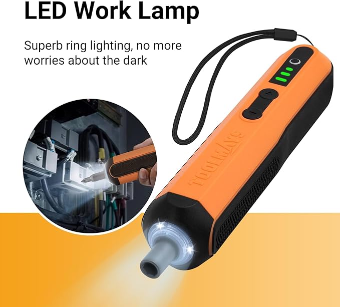 Electric Screwdriver, Cordless Screwdriver Kit, 4V 3-Speed Magnetic Bits Precision Screwdriver Set, Rechargeable Power Screwdriver, with Aluminium Box