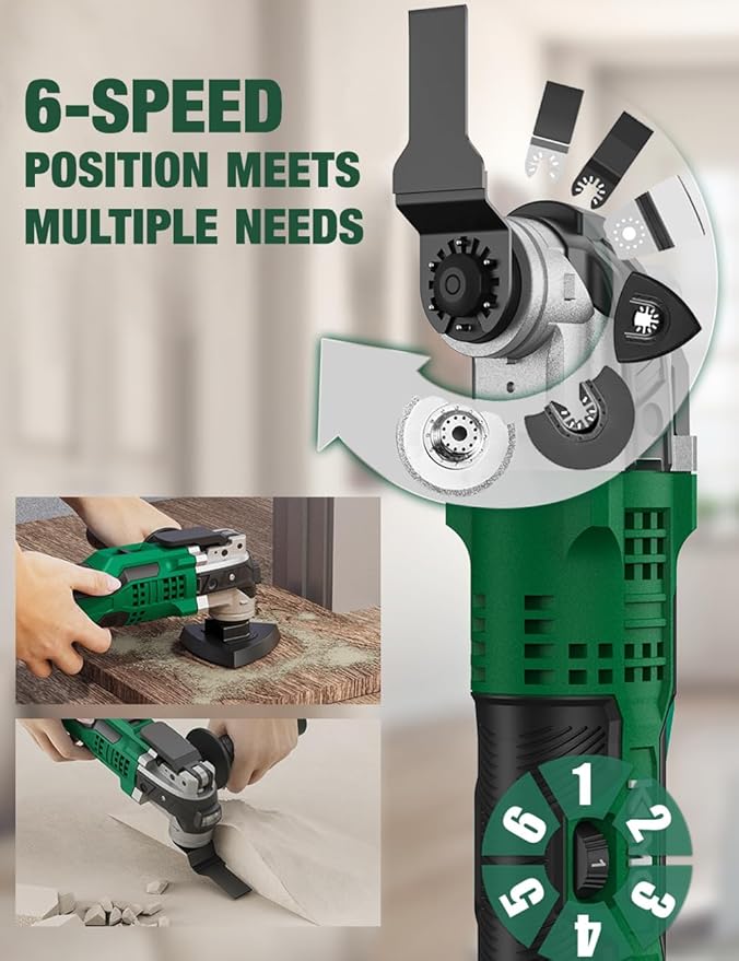 KIMO 20V Cordless Oscillating Tool Kit with 26-Pcs Accessories, Max 21000 OPM, 6 Variable Speed & 3° Oscillating Angle, Battery Powered Oscillating Multi-Tool for Cutting Wood/Nailing/Scraping/Sanding