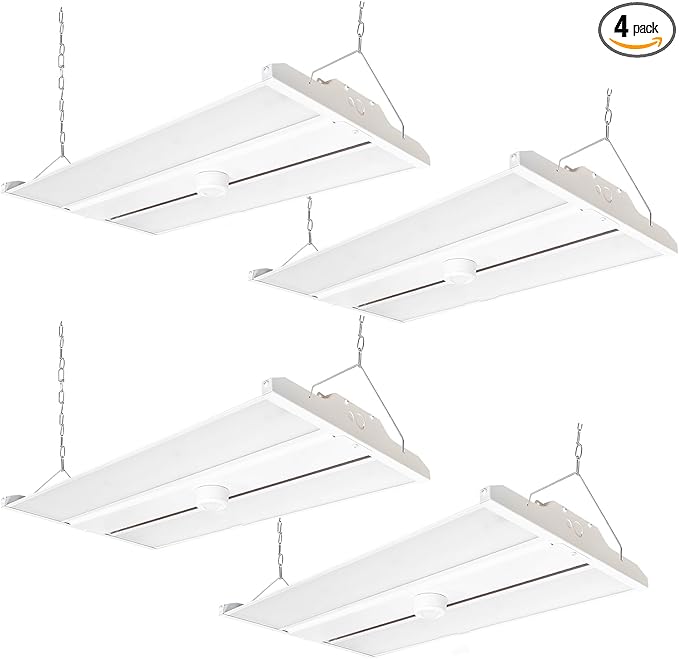 2FT LED Linear High Bay Fixture with Motion Sensor, 155W LED Shop Light, 20,925lm 135LM/W, 120-277V, 5000K Daylight Linear Hanging Light, UL&DLC Listed - 4PK