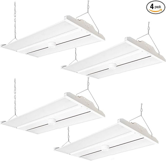 2FT LED Linear High Bay Fixture with Motion Sensor, 155W LED Shop Light, 20,925lm 135LM/W, 120-277V, 5000K Daylight Linear Hanging Light, UL&DLC Listed - 4PK