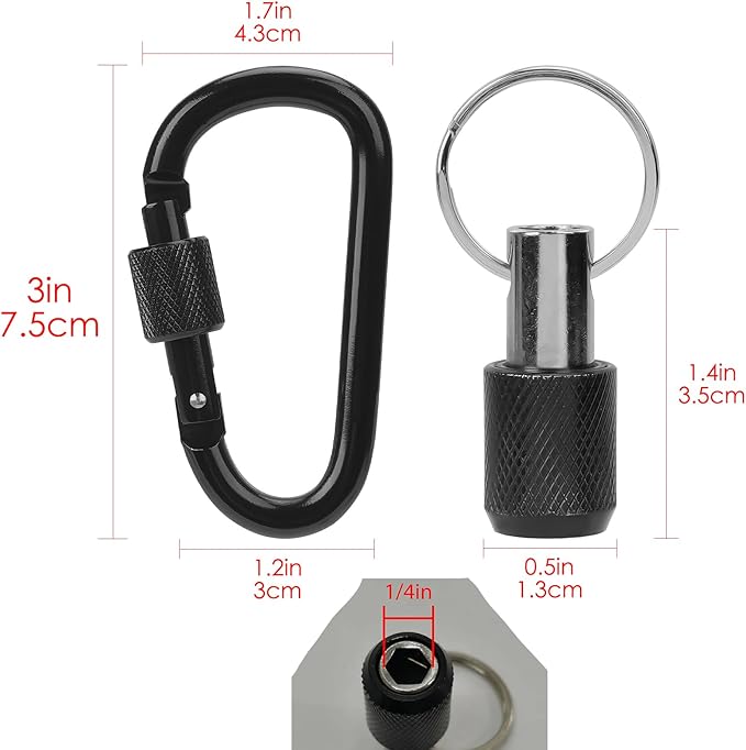 LUEXBOX 1/4 Inch Bit Holder Keychain, Hex Screwdriver Bits Holder Extension Bar, Quick Change Screw Bit Holder for Most Electric, Hand-held Screwdrivers and Drill Bits (B: Black 6pack)