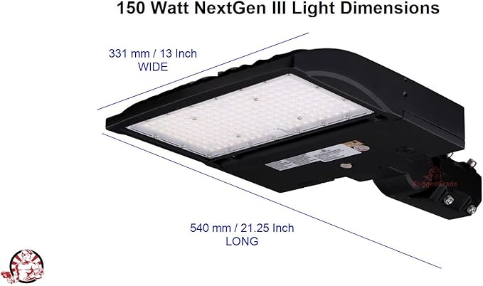 RuggedGrade 277-480V - 150 Watt NextGen IV Series LED Parking Lot Light - 22,500 Lumen - Color Selectable 30K/40K/50K - Slip Fit Mount - Black